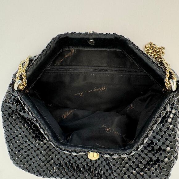Whiting and David Metal Mesh Black Shoulder Bag Clutch Convertible Strap - Picture 6 of 11